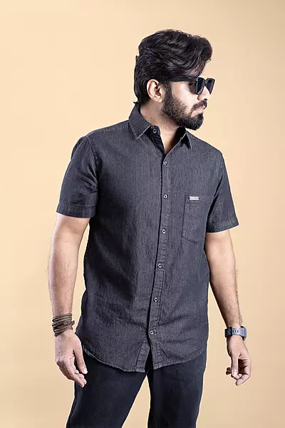 Men's Half Sleeve Chambre Shirt - Grey