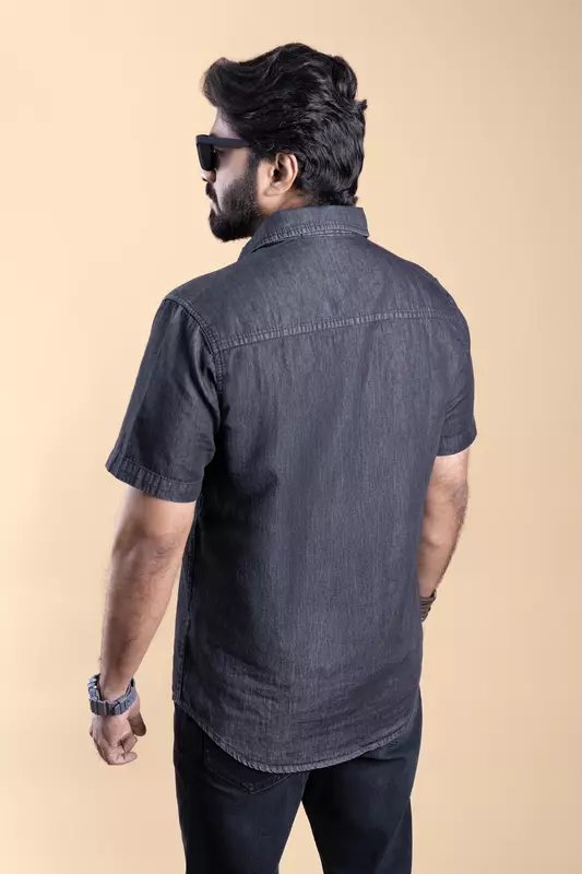 Men's Half Sleeve Chambre Shirt - Grey