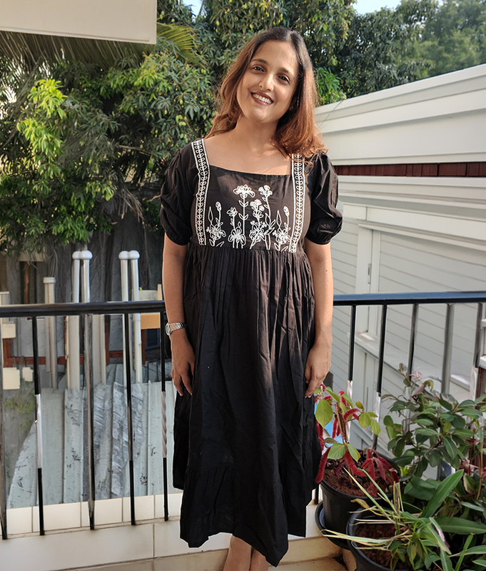 Black Embroidered Flare