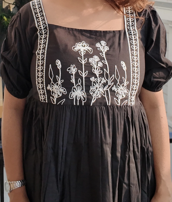 Black Embroidered Flare