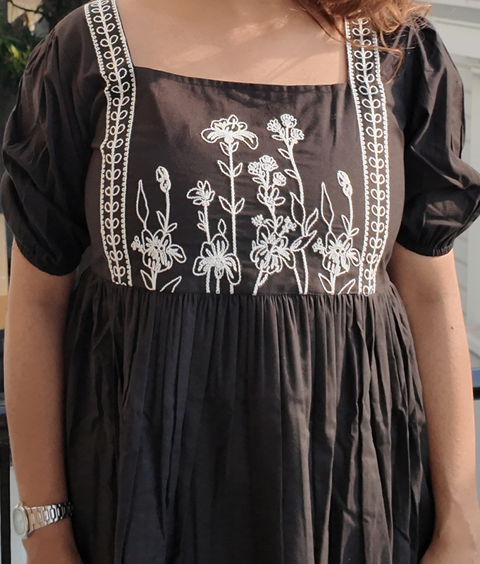 Black Embroidered Flare