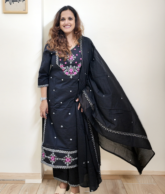 Black Floral Thread Set