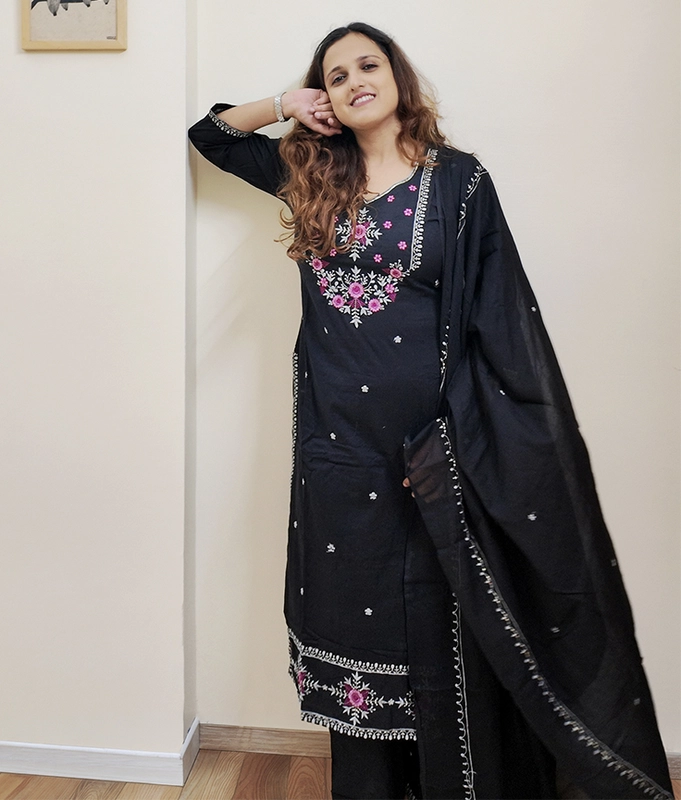 Black Floral Thread Set