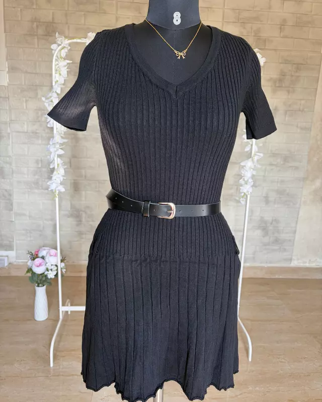 Knit Dress with Belt