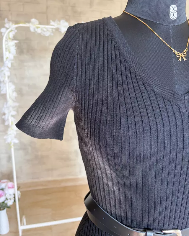 Knit Dress with Belt