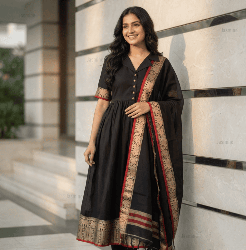 Vasanthi - వసంతి ( Narayanpet Dress material in Black Colour )