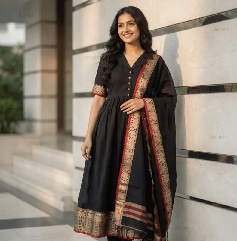 Vasanthi - వసంతి ( Narayanpet Dress material in Black Colour )