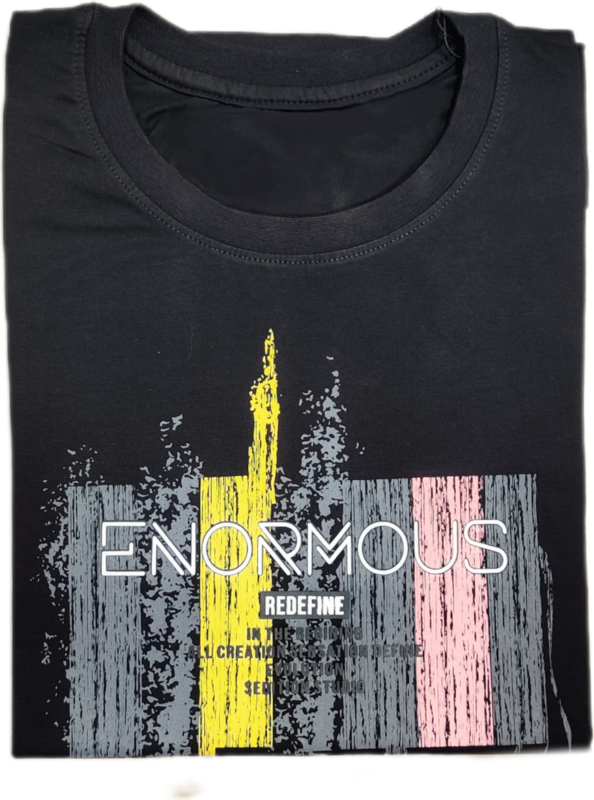 Black Printed Round Neck Tshirt