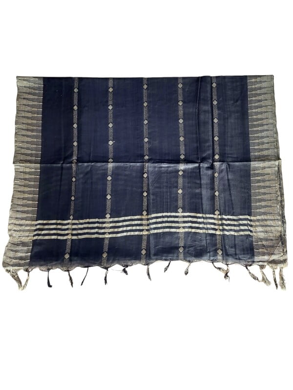 Black Cotton Silk Dupatta with Temple Border