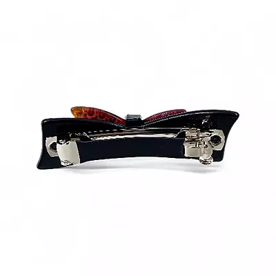 Elegant Black and Amber Bow Crystal Hair Barrette Clip