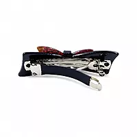 Elegant Black and Amber Bow Crystal Hair Barrette Clip