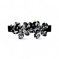 Elegant Black & White Floral Hair Barrette Clip