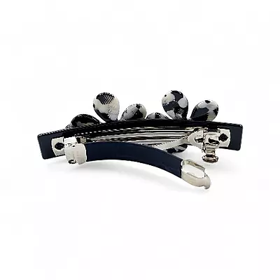 Elegant Black & White Floral Hair Barrette Clip