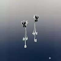 Black Butterfly Drop Earrings | Cubic Zirconia Dangle Earrings