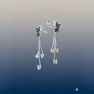 Black Butterfly Drop Earrings | Cubic Zirconia Dangle Earrings