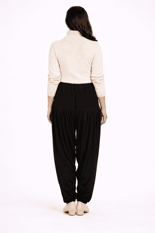 GulGuli Women's Woolen Patiala Salwar Combo Pack of 2 (Black and Beige) - Free Size