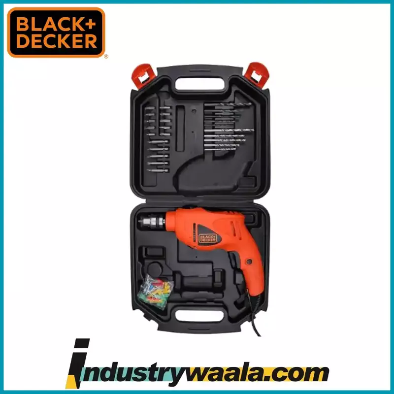 Black+Decker HD400K50-IN Non-Reversible Impact Drill Machine Kit with 50 Accessories Kit box