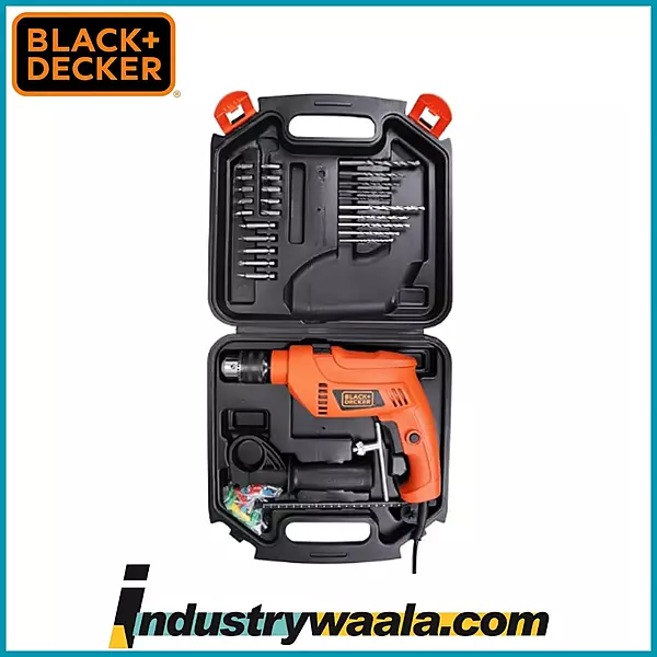 Black+Decker HD555K50-IN Variable Speed Reversible Impact Drill Machine Kit with 50 Accessories Kitbox