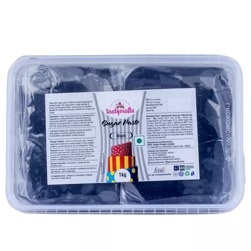 Black Sugar Paste Premium - 250 gm | Tasty Crafts