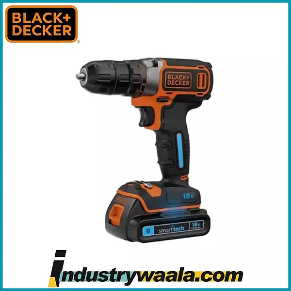 Black+Decker 4 Pcs 400mA 10mm Cordless Smart Tech Drill Driver Kit, BDCDC18KST-GB