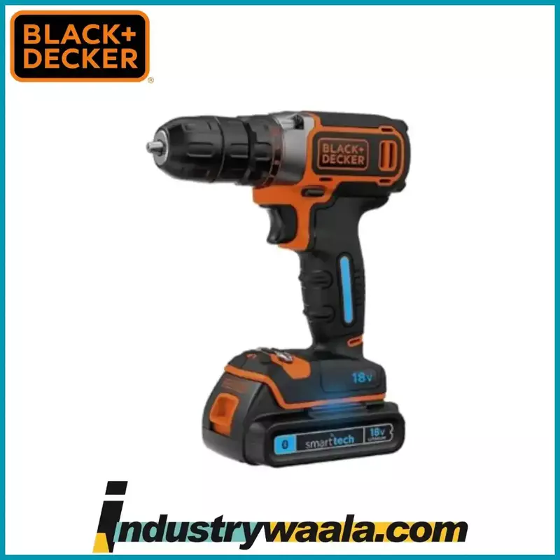 Black+Decker 4 Pcs 400mA 10mm Cordless Smart Tech Drill Driver Kit, BDCDC18KST-GB