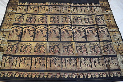 Black Figure Motif meena work pure katan silk Swarnachari saree