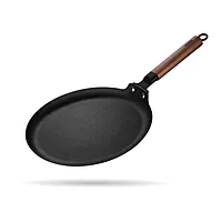 Stahl Blacksmith Signature Tawa | Cast Iron Pan for Dosas, Pancakes, Chilas, and More | Pre-Seasoned, Induction & Gas Compatible | Acacia Wood Handle