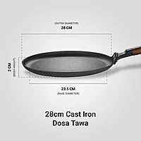 Stahl Blacksmith Signature Tawa | Cast Iron Pan for Dosas, Pancakes, Chilas, and More | Pre-Seasoned, Induction & Gas Compatible | Acacia Wood Handle