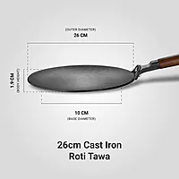 Stahl Blacksmith Signature Tawa | Cast Iron Pan for Dosas, Pancakes, Chilas, and More | Pre-Seasoned, Induction & Gas Compatible | Acacia Wood Handle