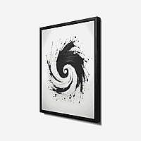 Luxury Black White Abstract Moon Flower Wall Art – Modern Minimalist Décor