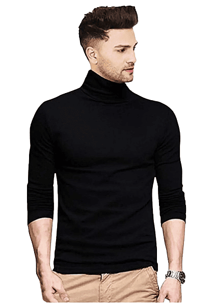 Mens High Neck Sweater Pullover Fullsleeves Winter