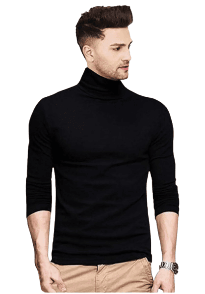 Mens High Neck Sweater Pullover Fullsleeves Winter