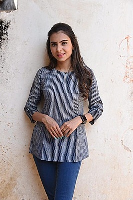 Block Printed Top-Black-1