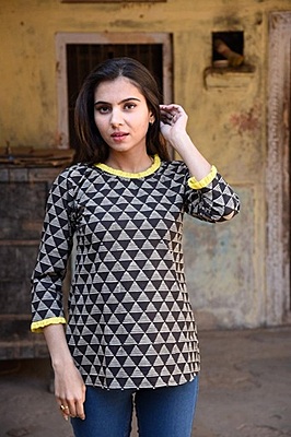 Block Printed Top-Black-3