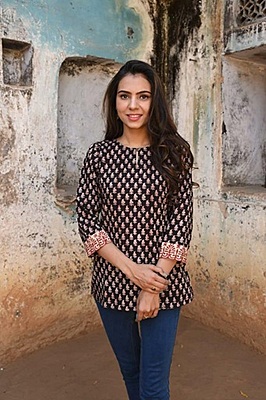 Block Printed Top-Black-6