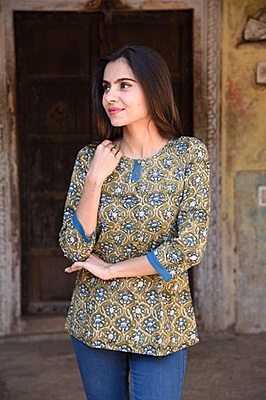 Block Printed Top-Green-2