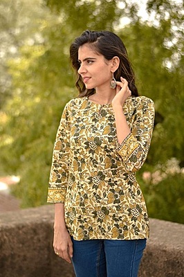 Block Printed Top-Green-3