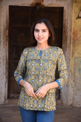Block Printed Top-Green-4