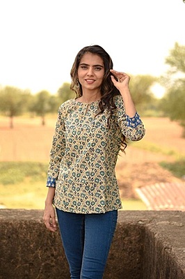 Block Printed Top-Green-6