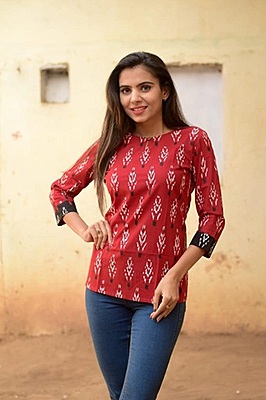 Block Printed Top-Rust-6
