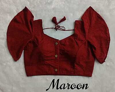 Hakoba Plain Blouse with cotton lining-Maroon