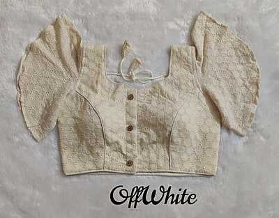 Hakoba Plain Blouse with cotton lining-OffWhite