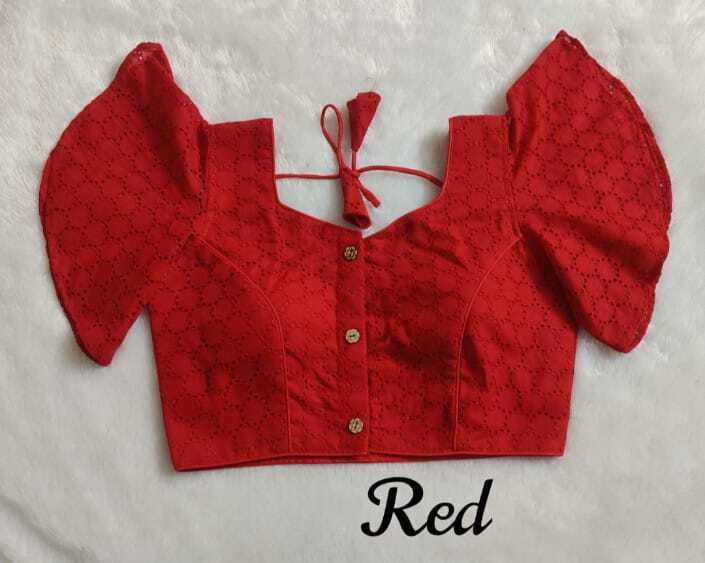 Hakoba Plain Blouse with cotton lining-Red