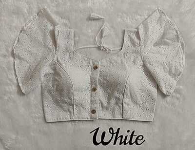 Hakoba Plain Blouse with cotton lining-White