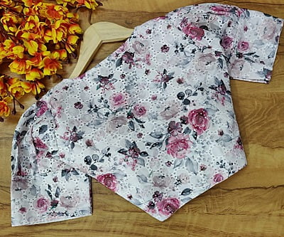 Hakoba Printed Blouse with cotton lining-Coral-Back