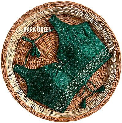 Silk Backless Blouse With Tassels-BottleGreen