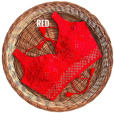 Silk Backless Blouse With Tassels-Red