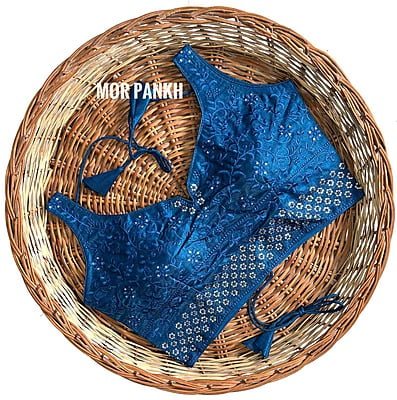 Silk Backless Blouse With Tassels-RoyalBlue