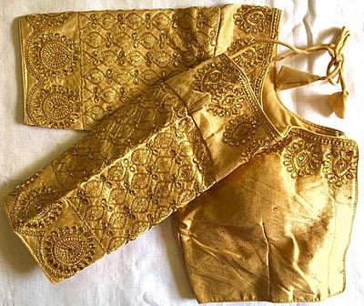 Silk Blouse With Zari Work Catalogue 1-Beige Silk Blouse With Zari Work Catalogue 1-Beige