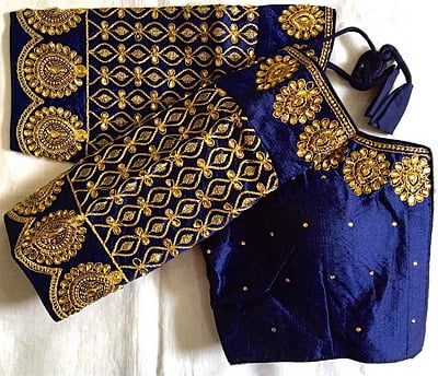 Silk Blouse With Zari Work Catalogue 1-NavyBlue Silk Blouse With Zari Work Catalogue 1-NavyBlue